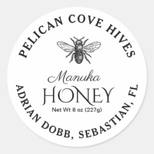 Mini Manuka Miel Jar Lid Étiquette Blanc