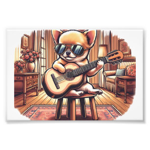 Mini-Meister-Chihuahua-Gitarrist Fotodruck