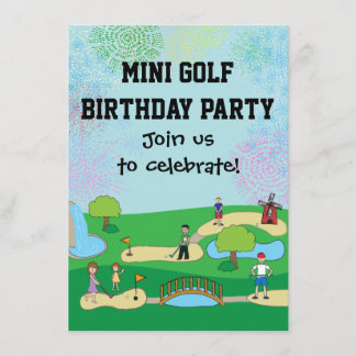 Mini Miniatur Golf Geburtstagsparty Einladung