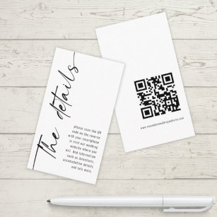Mini Modern Calligraphy QR Code Hochzeitdetails Begleitkarte