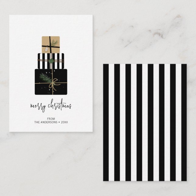 Mini Modern Frohe Weihnachtsgeschenke Urlaub Mitteilungskarte (Vorne/Hinten)