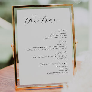 Mini-moderne Mariage Boissons Bar Menu Poster