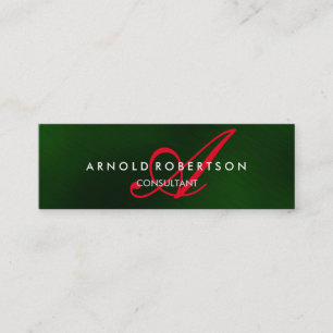 Mini Moderne Monogramme vert Carte de visite tendance