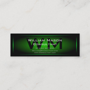 Mini Monogramme encadré noir et vert - carte de visite