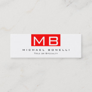 Mini Monogramme maigre Blanc Rouge Carte de visite tend