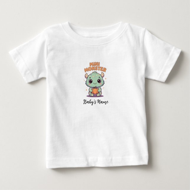 Mini Monster Personalisiert Baby Halloween T - Shi Baby T-shirt (Vorderseite)