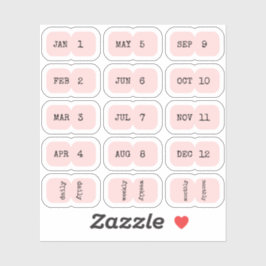 Mini Monthly Index Tabs Page Divider Pink Folded Aufkleber