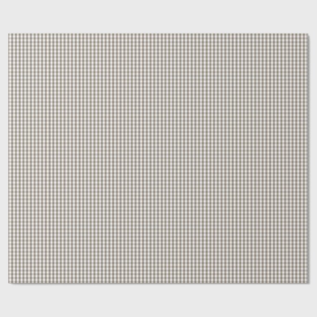 Mini-Mulch-Braun-Gingham-Karomuster auf Weiß Geschenkpapier (Flach)