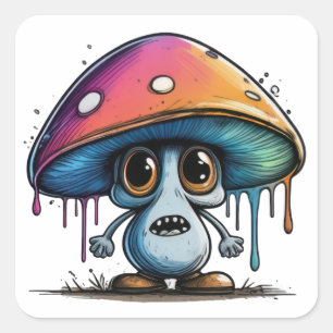 Mini Mushroom Minion Quadratischer Aufkleber