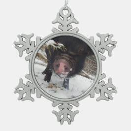 Mini ornement noir unique de flocon de neige