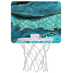 Mini-panier De Basket Agate Turquoise Blue Gold Parties scintillant Marb
