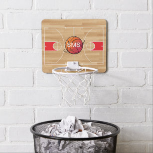 Mini-panier De Basket Monogramme de basket-ball sur le terrain de basket