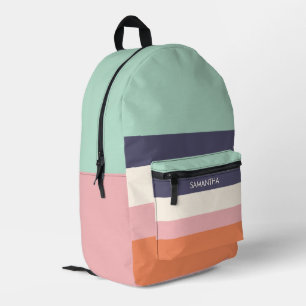 Mini Peach Moderne Farbblöcke Streifen personalisi Bedruckter Rucksack