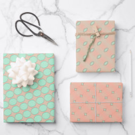 Mini Peach Whimsy Wrapping Paper Flat Sheet Set Geschenkpapier Set