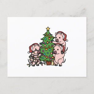 Mini Pig Christmas Tree Postkarte