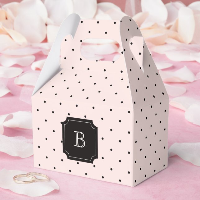 Mini Polka Dots Chic Pink Monogram Wedding Party Geschenkschachtel (Hochzeit)
