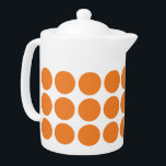 Mini Polka Dots Teapot<br><div class="desc">Niedlich und trendig Mini Polka Dots Teapot. Dieses Design zeichnet sich durch kleine Kreispolka Punkte in Orange und Weiß aus. Text kann diesem Design hinzugefügt werden, um ihm eine persönliche Touch zu geben.</div>