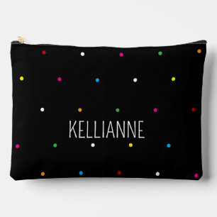 Mini Polka Punkte und Name Schwarz Zubehörtasche