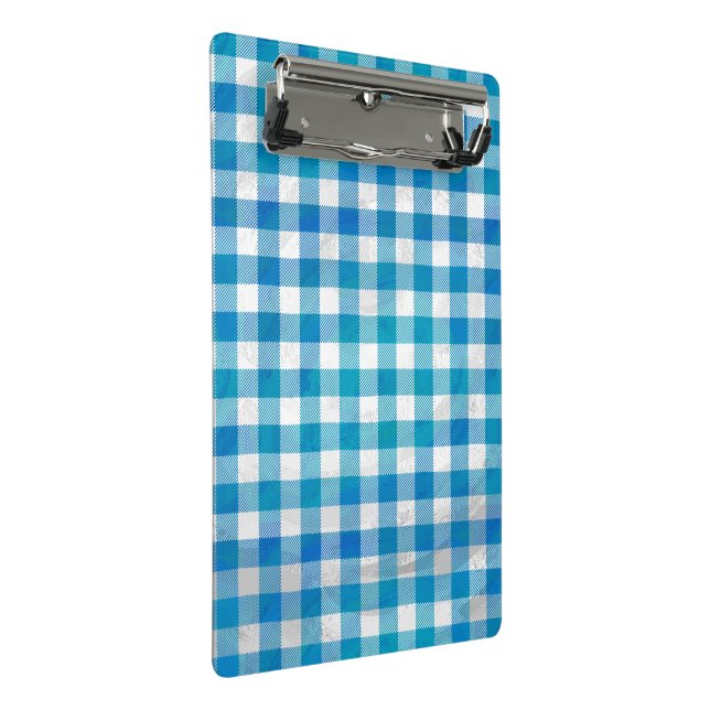 Mini Porte-bloc à damiers Buffalo Plaid bleu et blanc (Incliné)