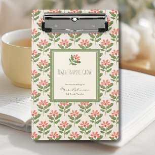 Mini Porte-bloc Agenda personnalisé de professeur avec fleurs