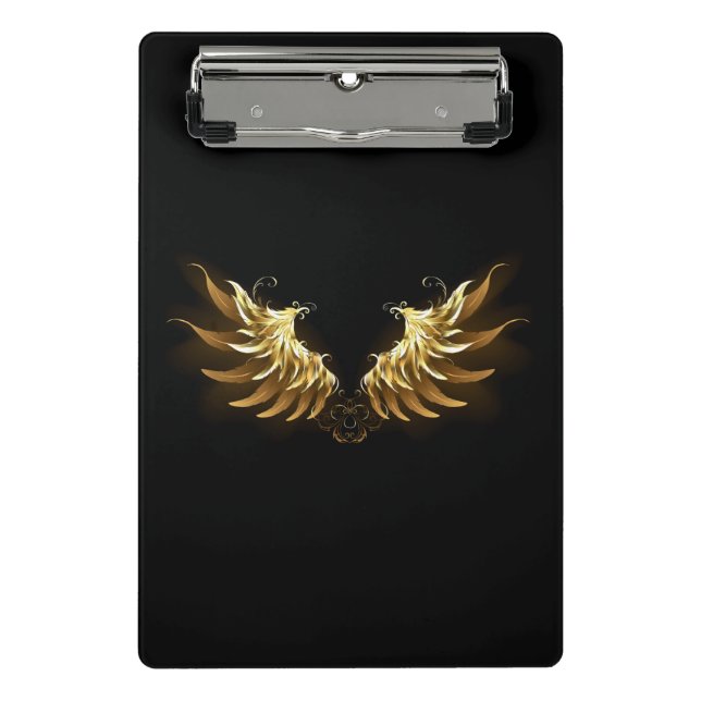 Mini Porte-bloc Ailes d'Ange d'or sur arrière - plan noir (Devant)