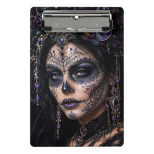 Mini Porte-bloc Améthyste Orchidée Calavera – Crâne de Sucre Gothi