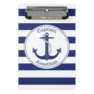 Mini Porte-bloc Ancre nautique Le capitaine bleu de la marine Pers