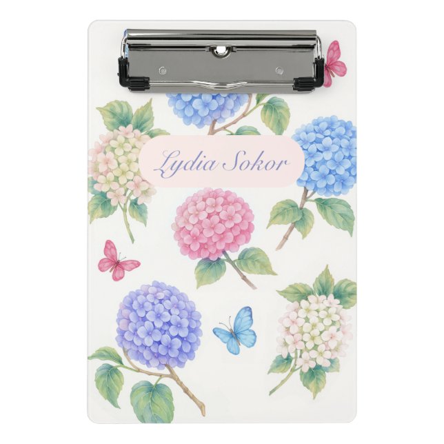 Mini Porte-bloc Aquarelle personnalisée Hydrangea Floral (Devant)
