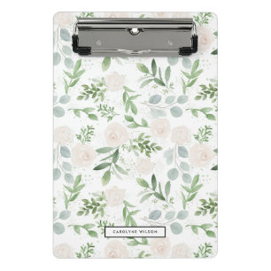 Mini Porte-bloc Aquarelle vert et fleurs blanches Motif