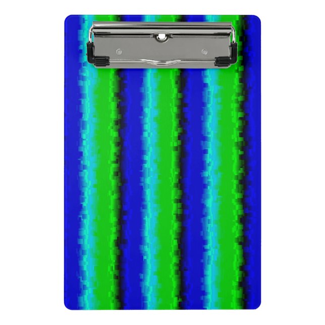 Mini Porte-bloc Bandes de verre brisé bleu vert (Devant)