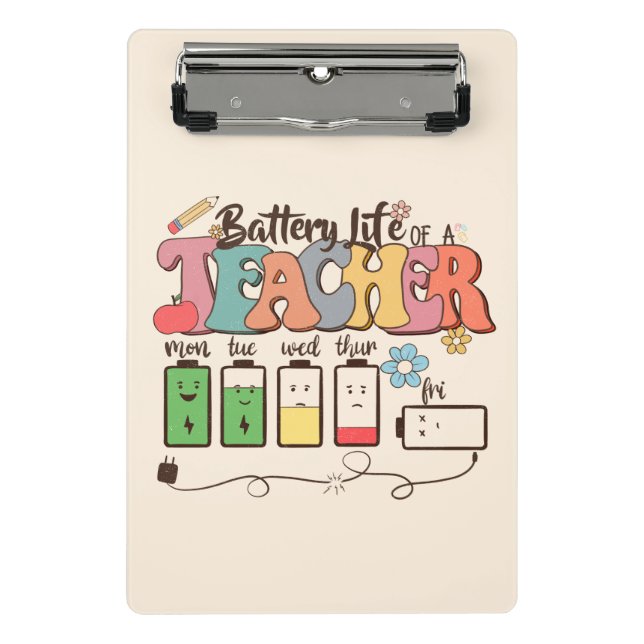Mini Porte-bloc Batterie vie d'un enseignant - Éducateur relatif (Devant)