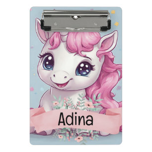 Mini Porte-bloc Bébé rose magique Unicorn Stars Nom personnalisé