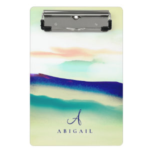 Mini Porte-bloc Bleu artistique Paysage Abstrait Monogramme