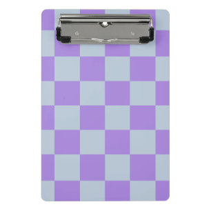 Mini Porte-bloc Bleu doux et À damiers lavande