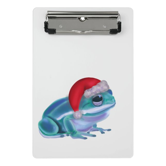 Mini Porte-bloc Blue frog with Santa hat. (Devant)