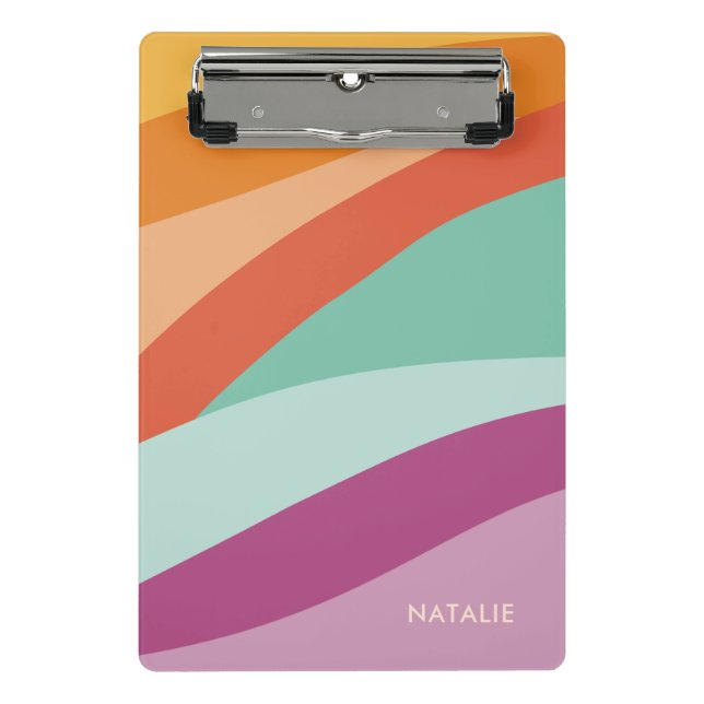 Mini Porte-bloc Boho Colorful Abstrait Nom rétro (Devant)