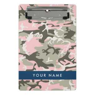 Mini Porte-bloc Camouflage rose et vert Personnalisez votre nom