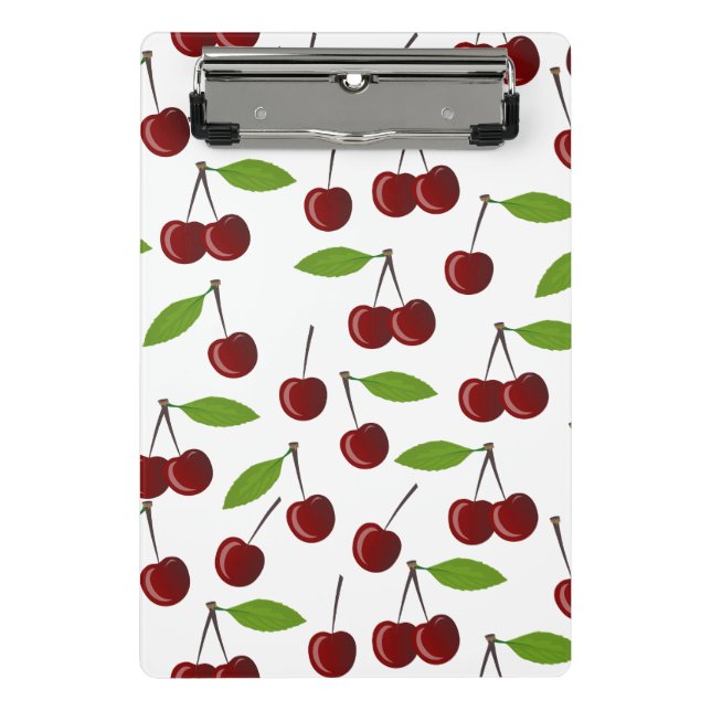 Mini Porte-bloc Cerise Rouge, Motif De Cerises, Feuilles, Fruits (Devant)