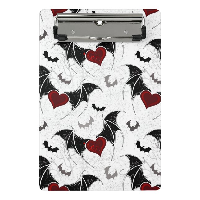Mini Porte-bloc Coeur d'Halloween avec ailes de chauve-souris noir (Devant)