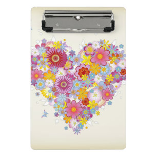 Mini Porte-bloc Coeur floral avec des papillons