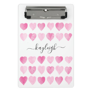 Mini Porte-bloc Coeurs d'aquarelle rose pâle