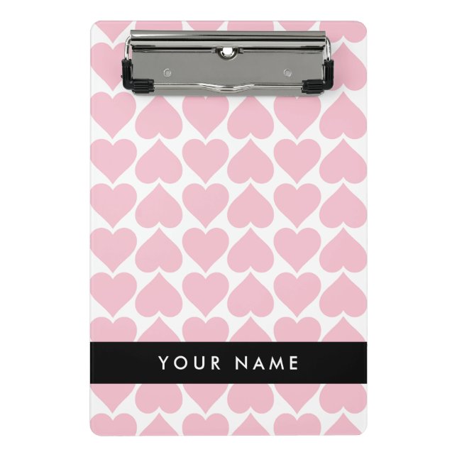 Mini Porte-bloc Coeurs roses, Romantique, Votre Nom, Personnaliser (Devant)