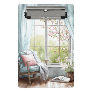 Mini Porte-bloc Coin de lecture aquarelle cosy fenêtre jardin de p