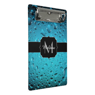 Mini Porte-bloc Cool élégant Bleu gouttes d'eau Monogramme