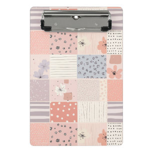 Mini Porte-bloc Courtepoint patchwork floral pastel en rose et ble