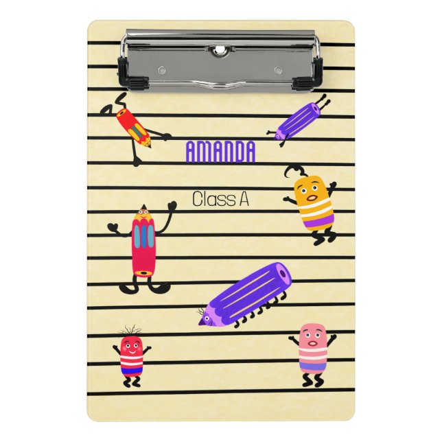 Mini Porte-bloc Crayons et rubers amusants (Devant)