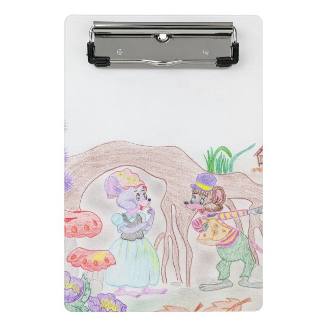 Mini Porte-bloc Custom Kids Artwork, deux mignonnes souris, fleurs (Devant)