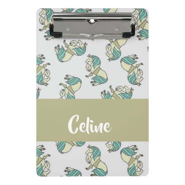 Mini Porte-bloc Custom name cute horses pattern (Devant)