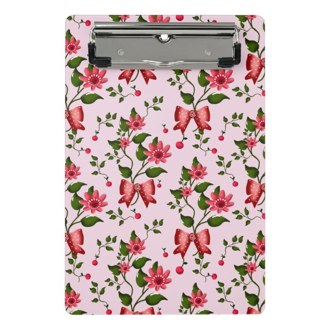 Mini Porte-bloc Cute Cherry Bow floral Pattern  (Devant)
