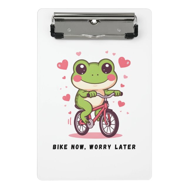 Mini Porte-bloc Cute Frog Riding Bicycle | Funny Frog Lover Gift (Devant)